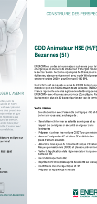 CDD Animateur HSE (H/F) Bezannes Enercon